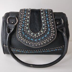 Shyanne Black Studded Faux Fur Handbag Purse